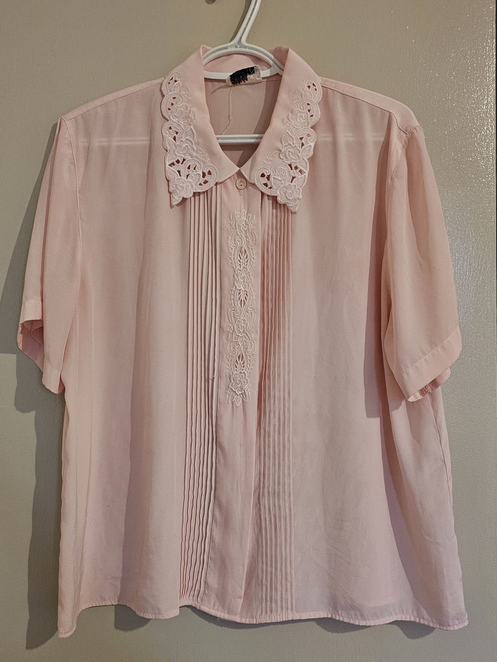 Women's Pink Lace Collar Blouse